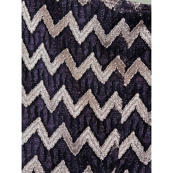 Connected Apparel Dress Womens 10 Black Gold Chevron Metallic Belted A-Line - Picture 10 of 13